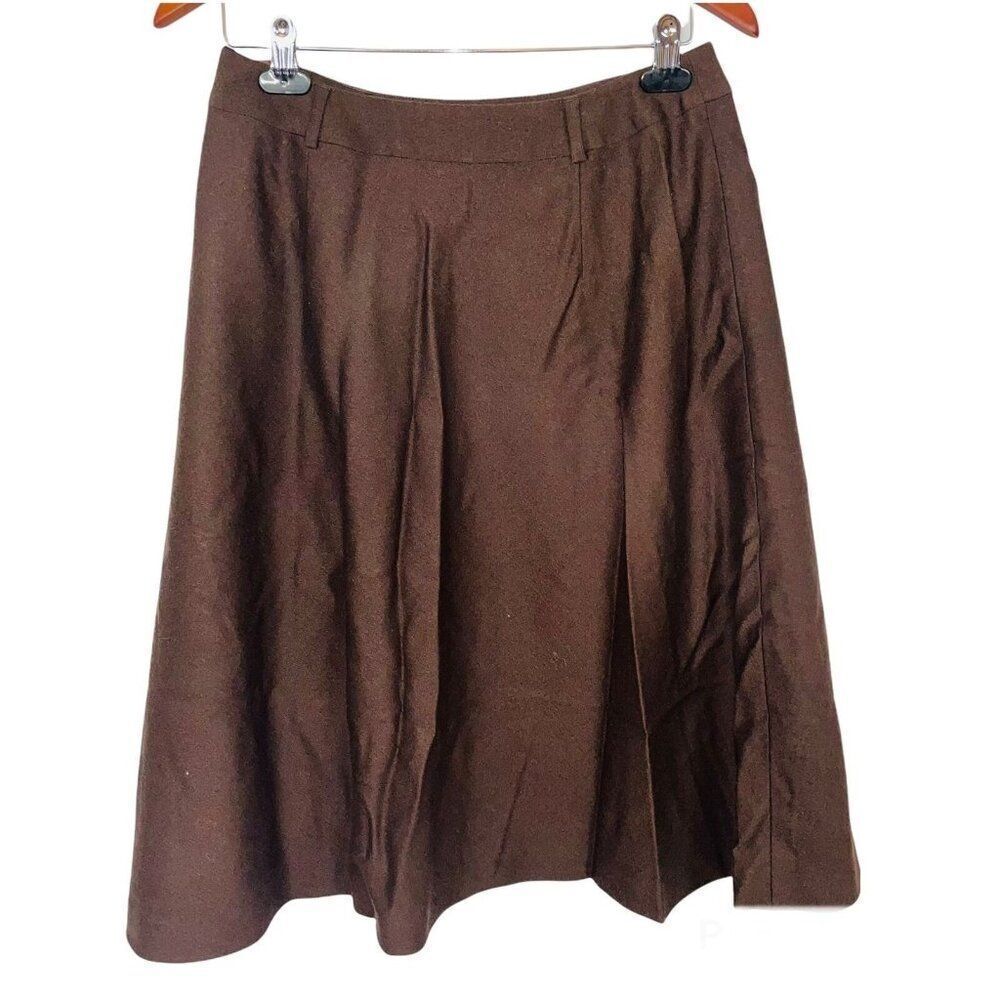 Talbots Womens Skirt Size10 Brown A Line Business Lined Knee Length Stretch Wool